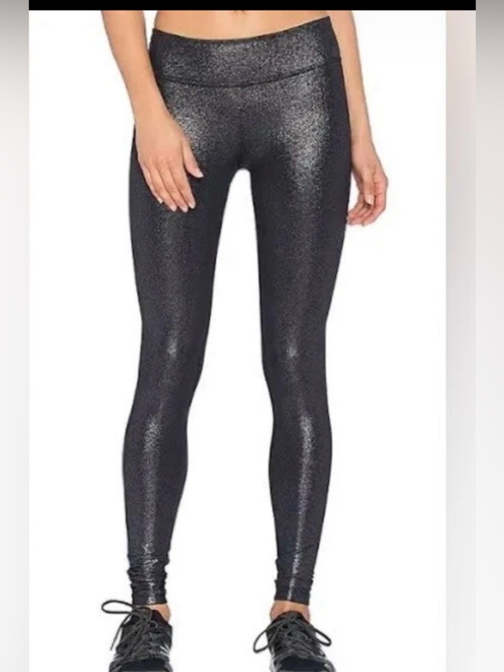 Beyond Yoga Shimmer Essential Black Foil Long Leggjngs XS